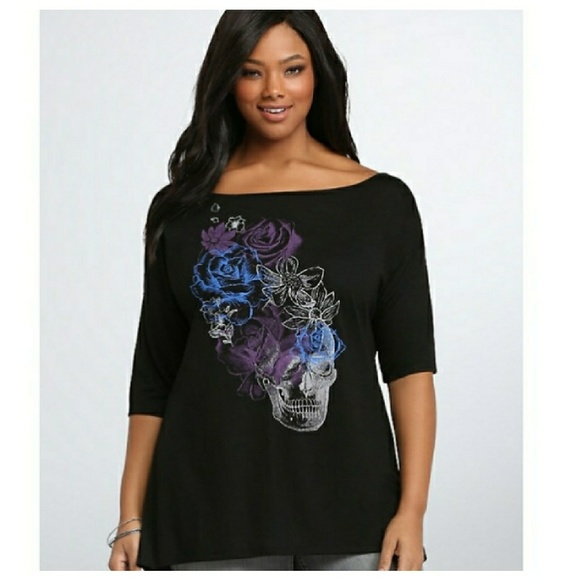 torrid Tops - 🌹Torrid New Skull Hi-Lo Off Shoulder Tee 1X